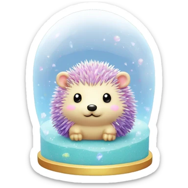 Kawaii rainbow pastel bedazzled hedgehog in an under the sea snow globe  sticker