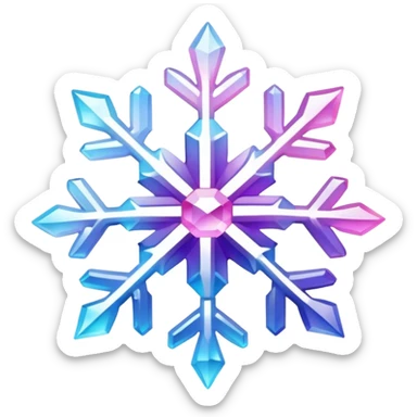 Gradient iridescent Pastel Pink violet blue white crystal gemstone snowflake  sticker