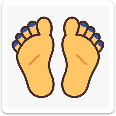 Create a simple and playful emoji style illustration of two feet soles facing forward in the same pose as the reference image. The design should be clean, friendly, and without any explicit content. Emulate the emoji style look while keeping the pose and simplicity. sticker
