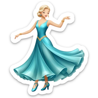 humanless Icon for Ballroom Dance: elegant dance shoes, a flowing ballroom dress, and a dance floor with soft lighting. The icon should capture the grace, elegance, and style of ballroom dancing. Transparent background. sticker