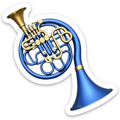 Blue french horn her tarafı mavi sarı detaylar olmadan sticker