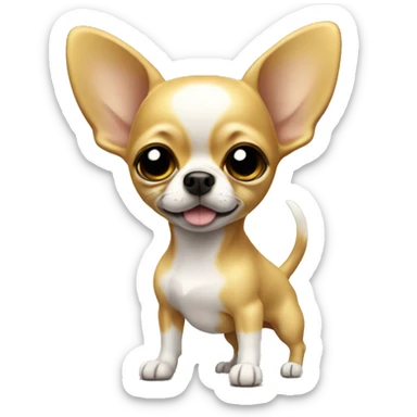 gold yellowish chihuahua with ears standing up white spot on forehead  sticker
