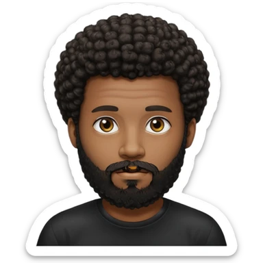 Dark brown skin man with beard and a tiny curly  Afro fade with dark dark brown eyes  sticker