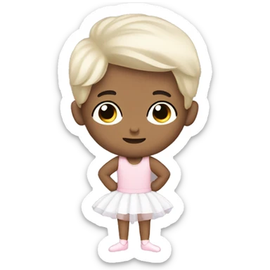 A tiny boy with black hair in a ballerina tutu sticker