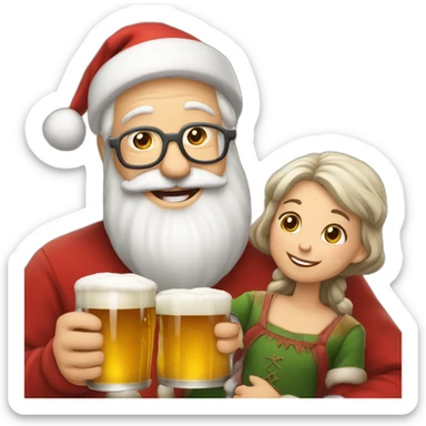 Père Noël et des enfants qui boivent de la bière sticker