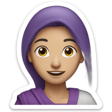 Armenian woman sayin hi in purple clouths  sticker