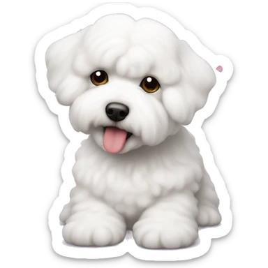 A bichon frise with hearts around him sticker