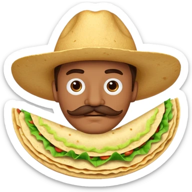  tortilla with a  mustache, no handlebar corners on the mustache sticker