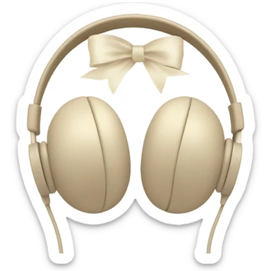 beige apple headphones with beige bows sticker