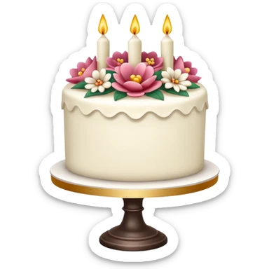 white cake with floral decorations sticker