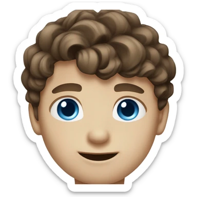 human boy 12 years brown hair  wavy hair blue eyes wite skin sticker