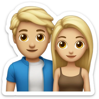 Couple avec homme blond aux yeux très bleus et femme blonde cheveux lisse aux yeux marrons  sticker