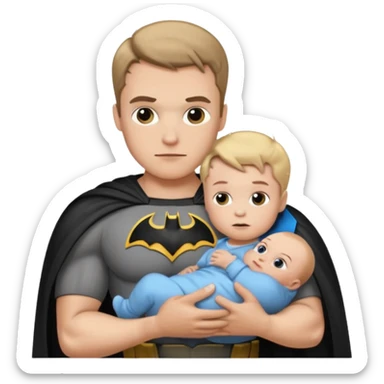 batman holding infant baby daughter sticker