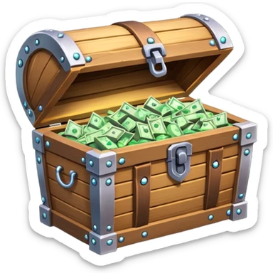 unlocked treasure chest glowing from the inside money,gems, RPG game style sticker
