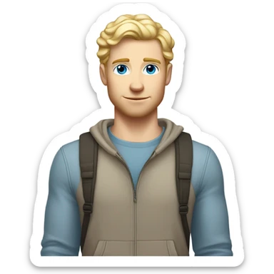 full body standing light curl blonde 30yo man blue eyed pale skin sticker