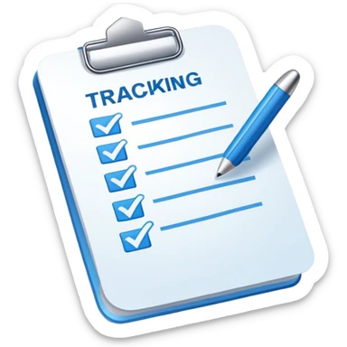 A checklist with a prominent blue checkmark on the first item, symbolizing tracking completed tasks and progress sticker
