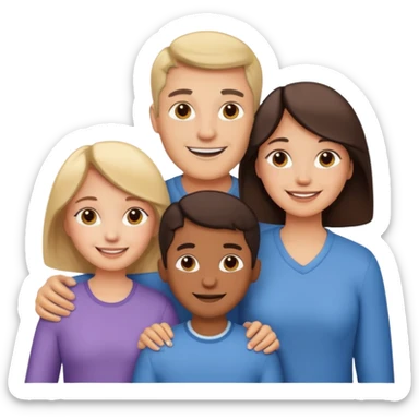 Happy family of 5: mom, dad, two sisters and brother sticker