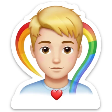 Un jeune homme un coeur et un arc en ciel  sticker
