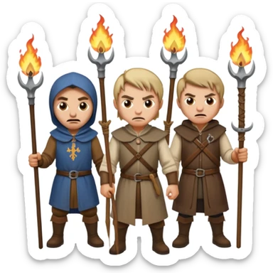 les villageois qui certains ont des fourches d'autres des torches sapé en moyen age sticker