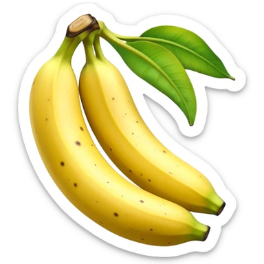 Cinematic Realistic Banana Emoji, Bright and cheerful, with a smooth, yellow peel slightly speckled with spots, revealing a soft, sweet interior. The banana is curved elegantly, standing out against the soft green leaves. Soft glowing outline, capturing the essence of tropical sweetness and energy in a ripe banana. sticker