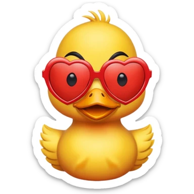 Make a frame emoji and inside it is a duck wearing red heart sunnies and the background is sky or anything blue sticker