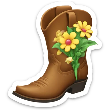 Cowboy boot with flowers coming out of the top sticker