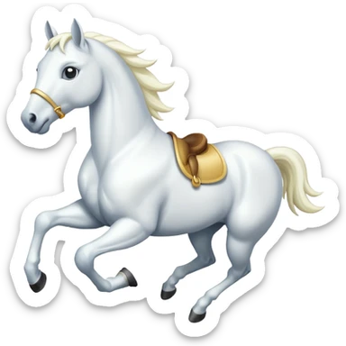 Creat a white horse running sticker