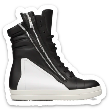 Rick owens geobasket sneaker zip hightop detailed sideprofile black white sticker