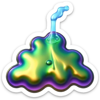 3D render of Oil Slick, toxic waste aesthetic, bubbling liquid, industrial warning texture. sticker