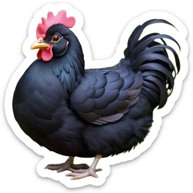 Meme-Worthy Cute Sleeping Black Chicken Portrait Emoji, Head resting peacefully with a contented smile, showcasing a delightfully compact build and a luxuriously soft black plumage, eyes shut in a serene, restful nap, Simplified yet hilariously adorable features, highly detailed, glowing with a soft, drowsy light, high shine, relaxed and utterly lovable, stylized with an air of playful laziness, bright and heartwarming, soft glowing outline, capturing the essence of a comically sleepy chicken, so meme-worthy it feels like it could instantly become the next viral sensation of adorable slumber! sticker