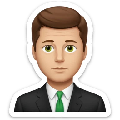 guy with a JFK style haircut that is medium brown. hazel eyes that lean green. light skin sticker