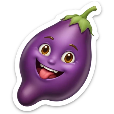 Emoji eating an Eggplant sticker
