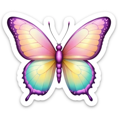 Pastel whitish light pale iridescent pink-yellow-gradients shiny sparkly glittery fine nice gorgeous colorful bufferfly sticker