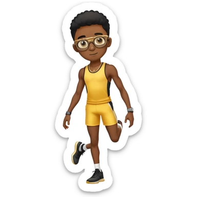 skinny black boy athlete in stringer with gold glasses sticker
