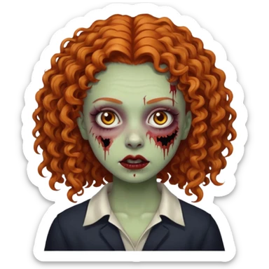 Ginger curly hair zombie girl with Brown eyes  sticker