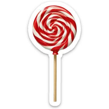 Red and White Swirled Lollipop on Stick
 sticker