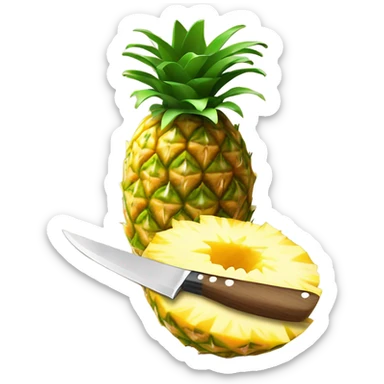 Pineapple with a knife sticker