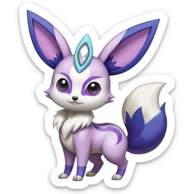 Shiny White with Violet and Indigo markings Meloetta-Eevee-Minccino-Zangoose-Pokémon-Digimon-Fakémon-fusion-hybrid-creature sticker