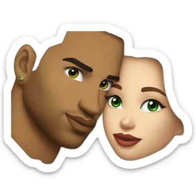 kiss-kiss romeo santos and girl green eyes and very long dark blond hair sticker