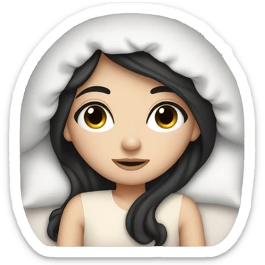 White girl with black hair going to bed sticker
