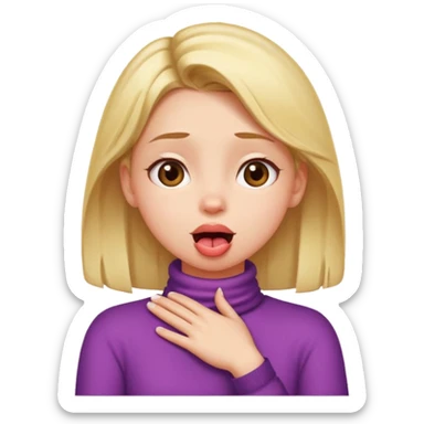 A girl crossing her arms with her hands on her neck, looking up with her tongue out sticker