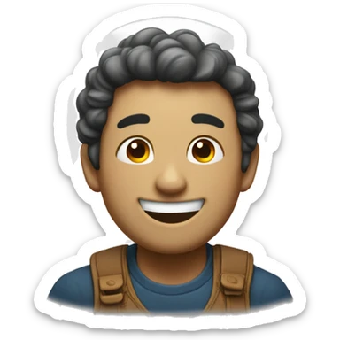 chico con pelo sonriendo con lunar a la izquierda en la cara sticker