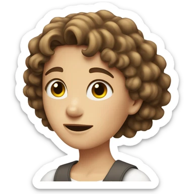 short brown curly hair white girl gesturing NO with arms sticker