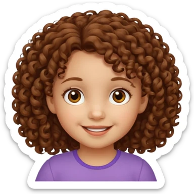 3yr old girl curly brown hair brown eyes sticker