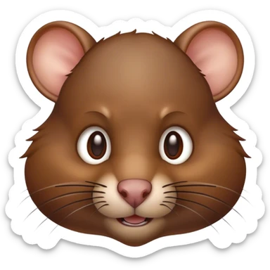Cinematic Noble Brown Rat Portrait Emoji, Poised and alert, with a sleek, agile build and a smooth, well-groomed coat of warm brown fur, beady, determined eyes, Simplified yet sharp and sophisticated features, highly detailed, glowing with a soft, dignified glow, high shine, intelligent and resourceful, stylized with an air of urban savvy, focused and attentive, soft glowing outline, capturing the essence of a watchful and confident rat that feels as though it could scurry out of the screen with effortless authority! sticker