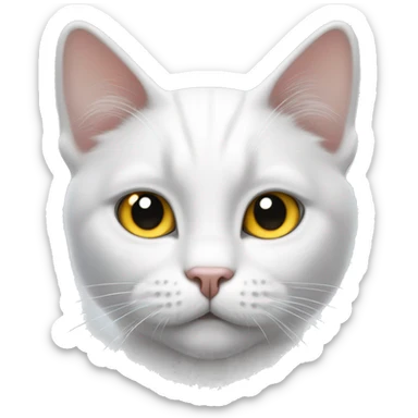 White cat  With black hair On top of the head and on the right ear and small black spot on nose, with yellow eyes sticker