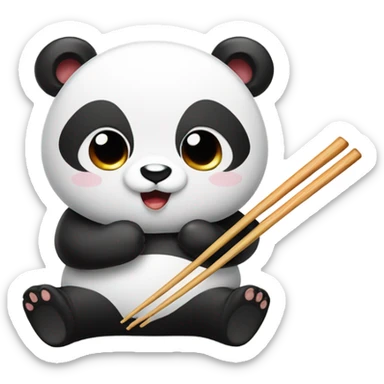 Panda in Chinese food with chopsticks sticker