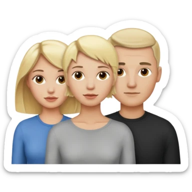 Two blonde women and a man with skin head  sticker