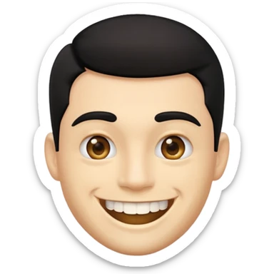Isso agora faca esse emoji masculino com um cabelo preto baixo e um sorriso com um dente de ouro sticker