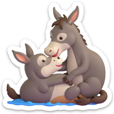 a donkey kissing an otter sticker